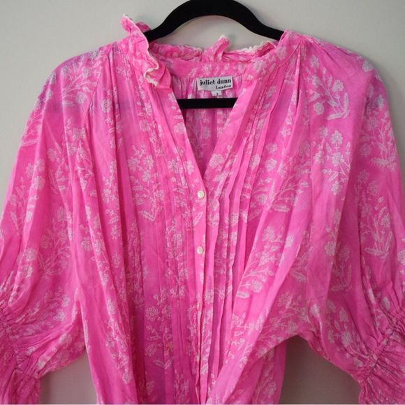 Juliet Dunn Orchid Small Flower Block Print Blouson Dress - Picture 9 of 9